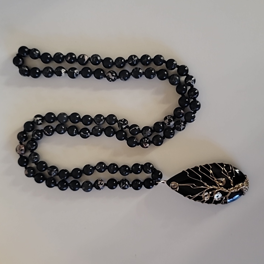 Black Obsidian Infinity Pendant Necklace